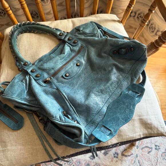 BALENCIAGA Spring 2005 City Bag Teal Blue, Chevre Leather - Rare, HTF Color! - Picture 9 of 16